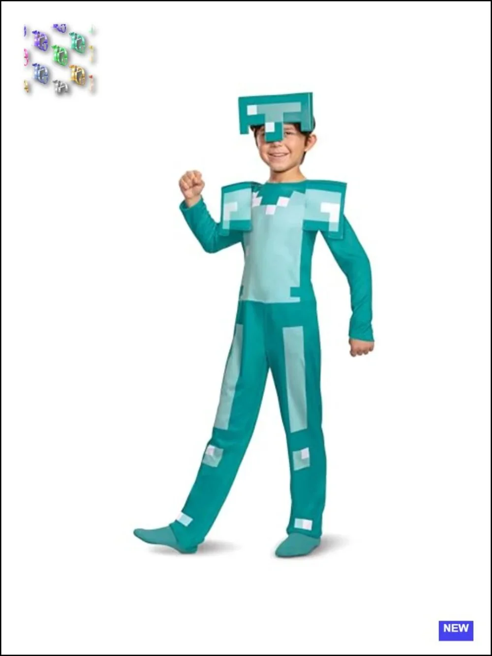 Minecraft Armor Costume Kids Halloween Cosplay Jumpsuit with Headpiece